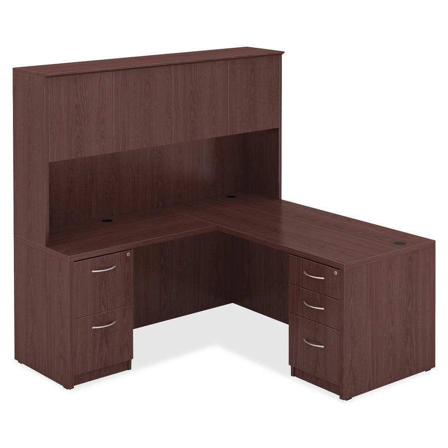 Lorell Essentials Series File/File Mobile File Cabinet - 15.8" x 22" x 28.6" - Double Pedestal - Finish: Laminate, Mahogany - Leveling Glide