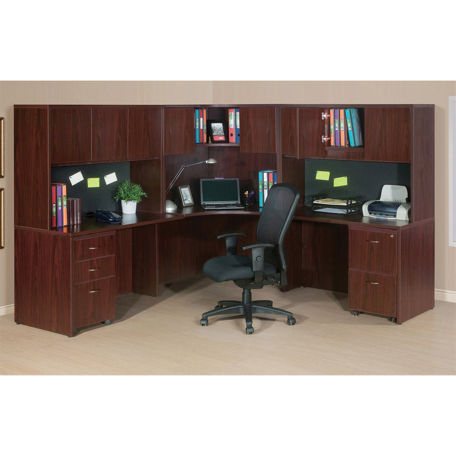 Lorell Essentials Series File/File Mobile File Cabinet - 15.8" x 22" x 28.6" - Double Pedestal - Finish: Laminate, Mahogany - Leveling Glide