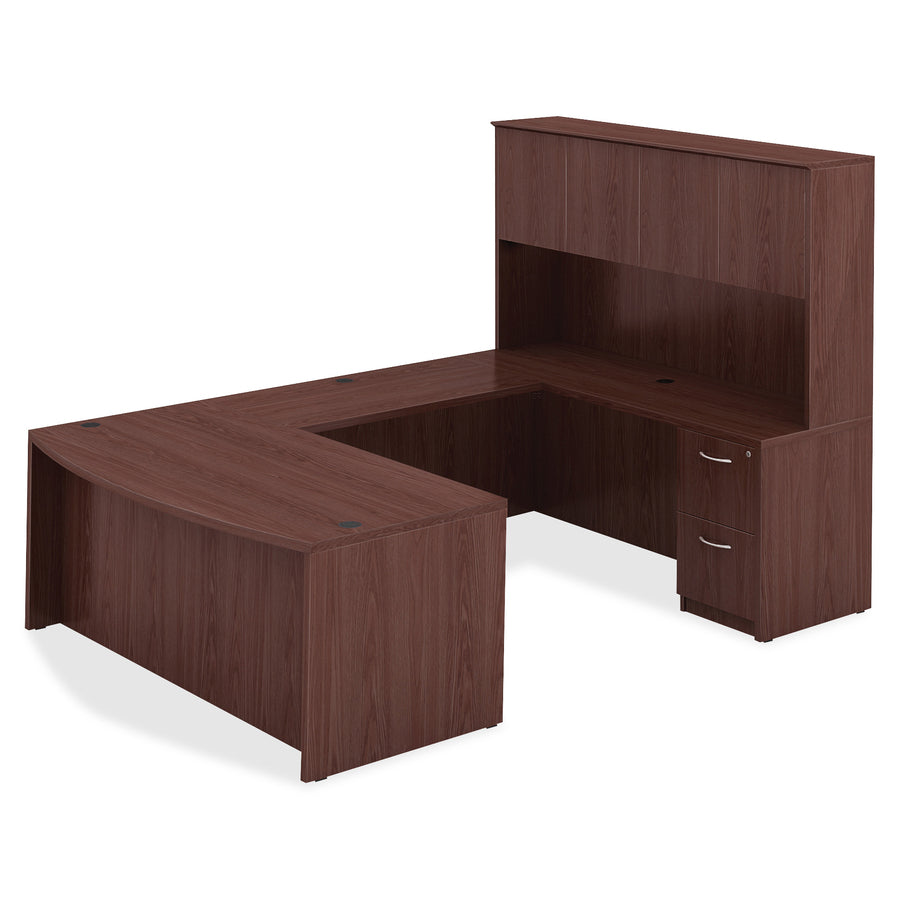 Lorell Essentials Series File/File Mobile File Cabinet - 15.8" x 22" x 28.6" - Double Pedestal - Finish: Laminate, Mahogany - Leveling Glide