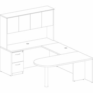 Lorell Essentials Peninsula Desk Box 1/2 - 30" x 66" x 29.5" - Finish: Laminate, Mahogany - Durable
