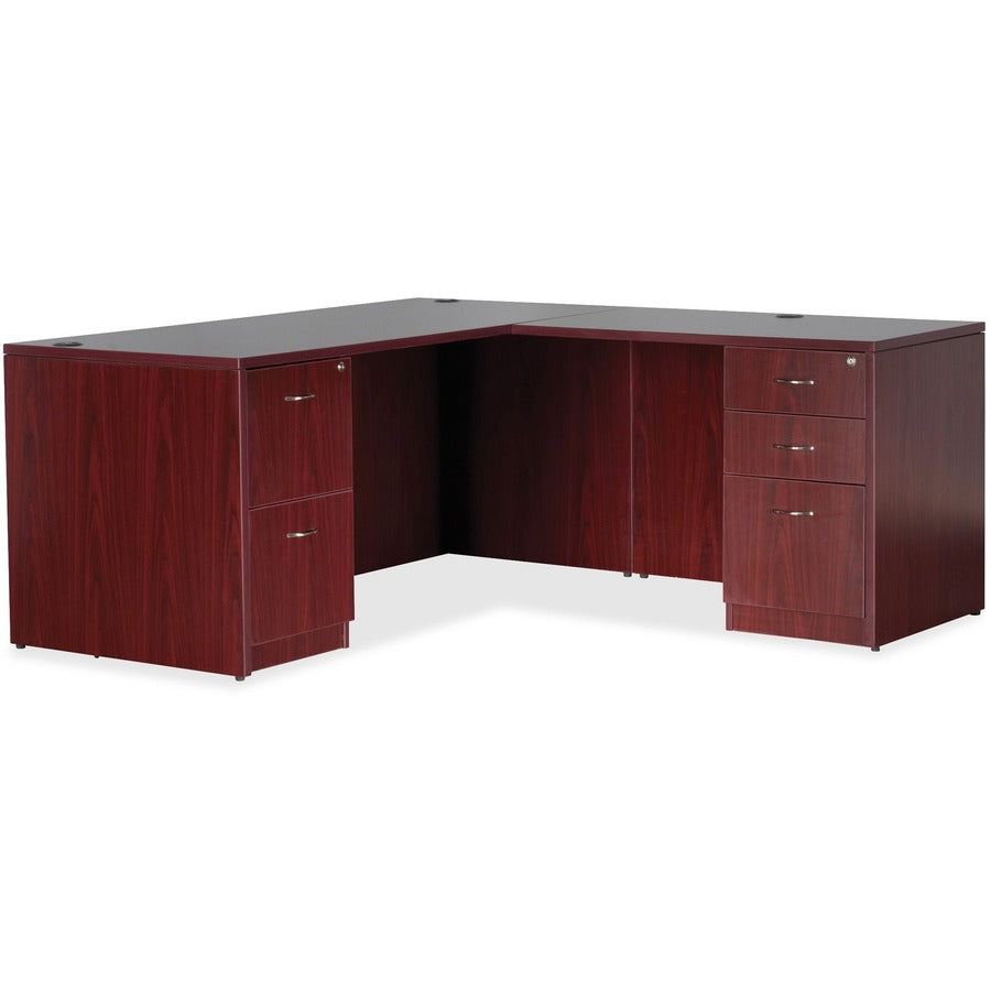 Lorell Essentials Series Return Shell - 35.6" x 23.6" x 1" x 29.5" - Finish: Laminate, Mahogany - Modesty Panel, Grommet, Durable, Adjustable Feet - 