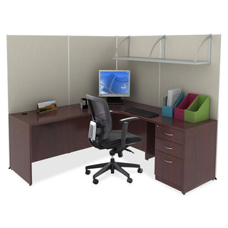 Lorell Essentials Series Return Shell - 35.6" x 23.6" x 1" x 29.5" - Finish: Laminate, Mahogany - Modesty Panel, Grommet, Durable, Adjustable Feet
