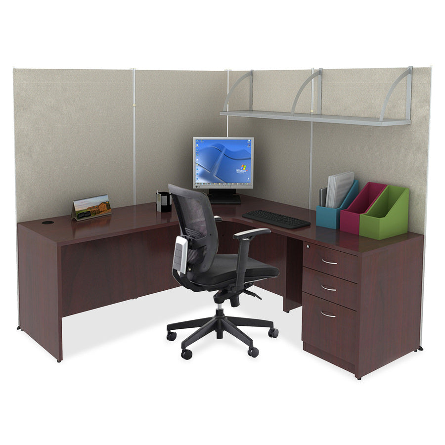 Lorell Essentials Series Return Shell - 35.6" x 23.6" x 1" x 29.5" - Finish: Laminate, Mahogany - Modesty Panel, Grommet, Durable, Adjustable Feet