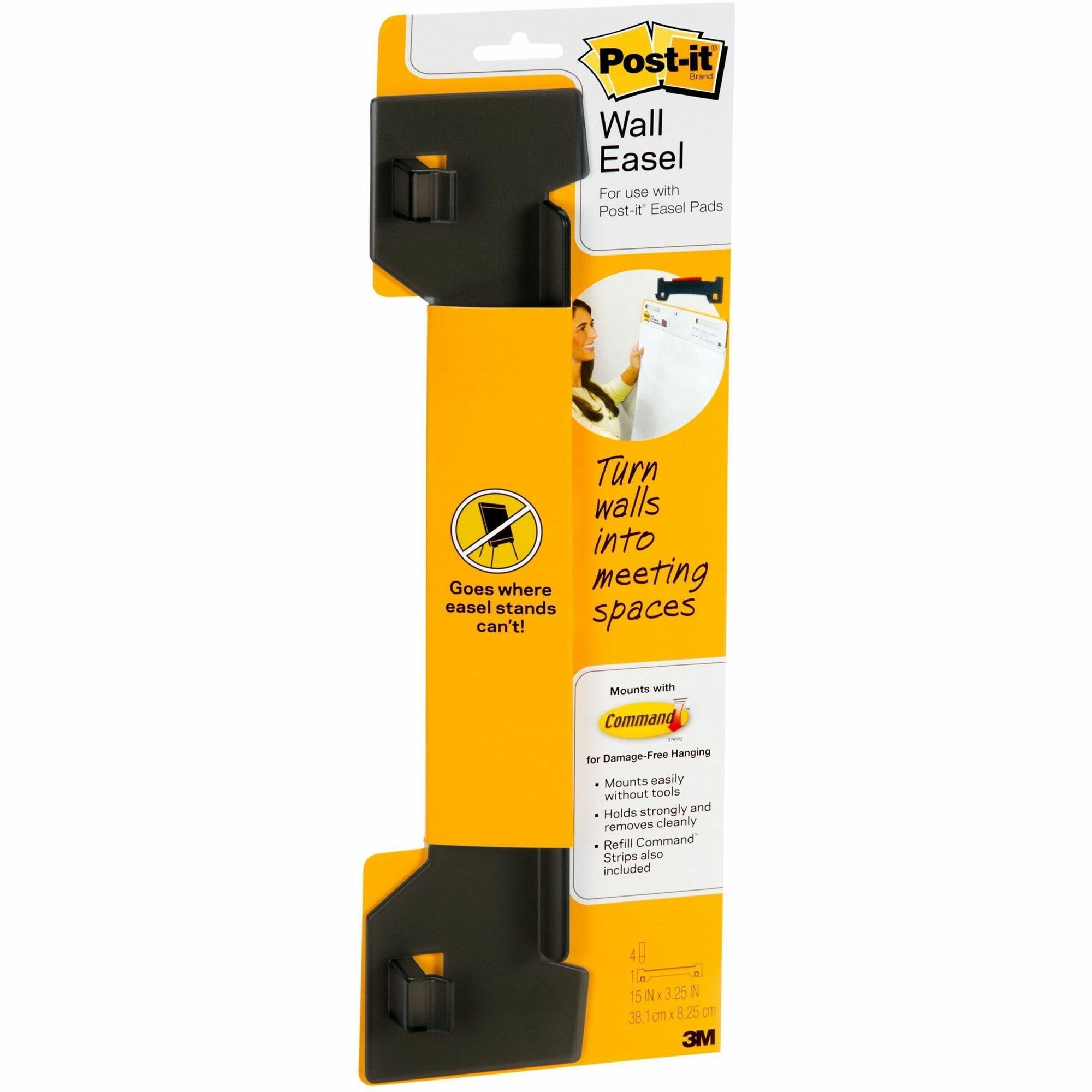 Wall Easel, Adhesive Mount, Plastic, Smoke, 2/Pack
