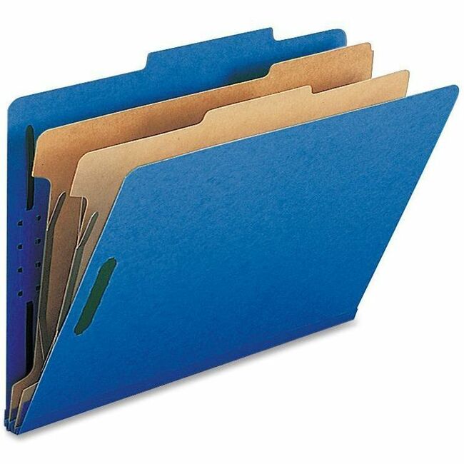 Nature Saver Legal Recycled Classification Folder - 8 1/2" x 14" - 2" Fastener Capacity for Folder - 2 Divider(s) - Dark Blue - 100% Recycled - 10 / Box - 