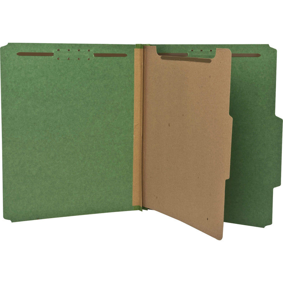 Nature Saver Letter Recycled Classification Folder - 8 1/2" x 11" - 2" Fastener Capacity for Folder - Top Tab Location - 1 Divider(s) - Green - 100% Recycled - 10 / Box - 