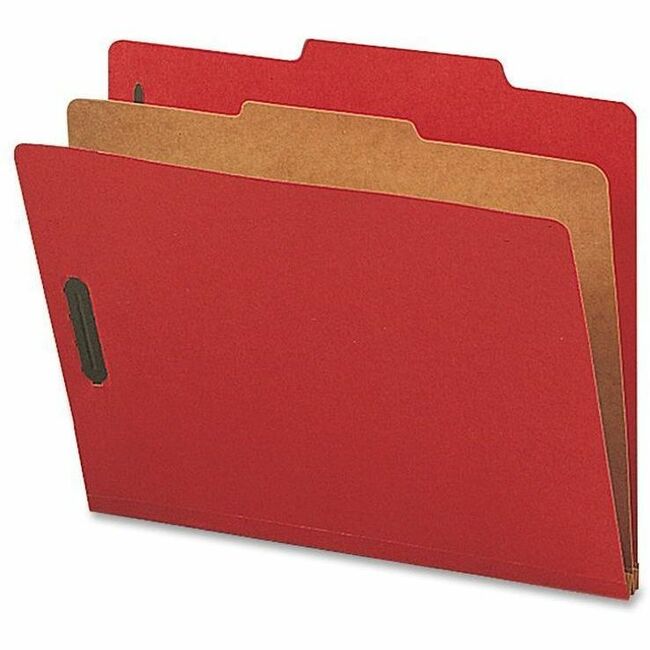 Nature Saver Letter Recycled Classification Folder - 8 1/2" x 11" - 2" Fastener Capacity for Folder - 1 Divider(s) - Bright Red - 100% Recycled - 10 / Box - 