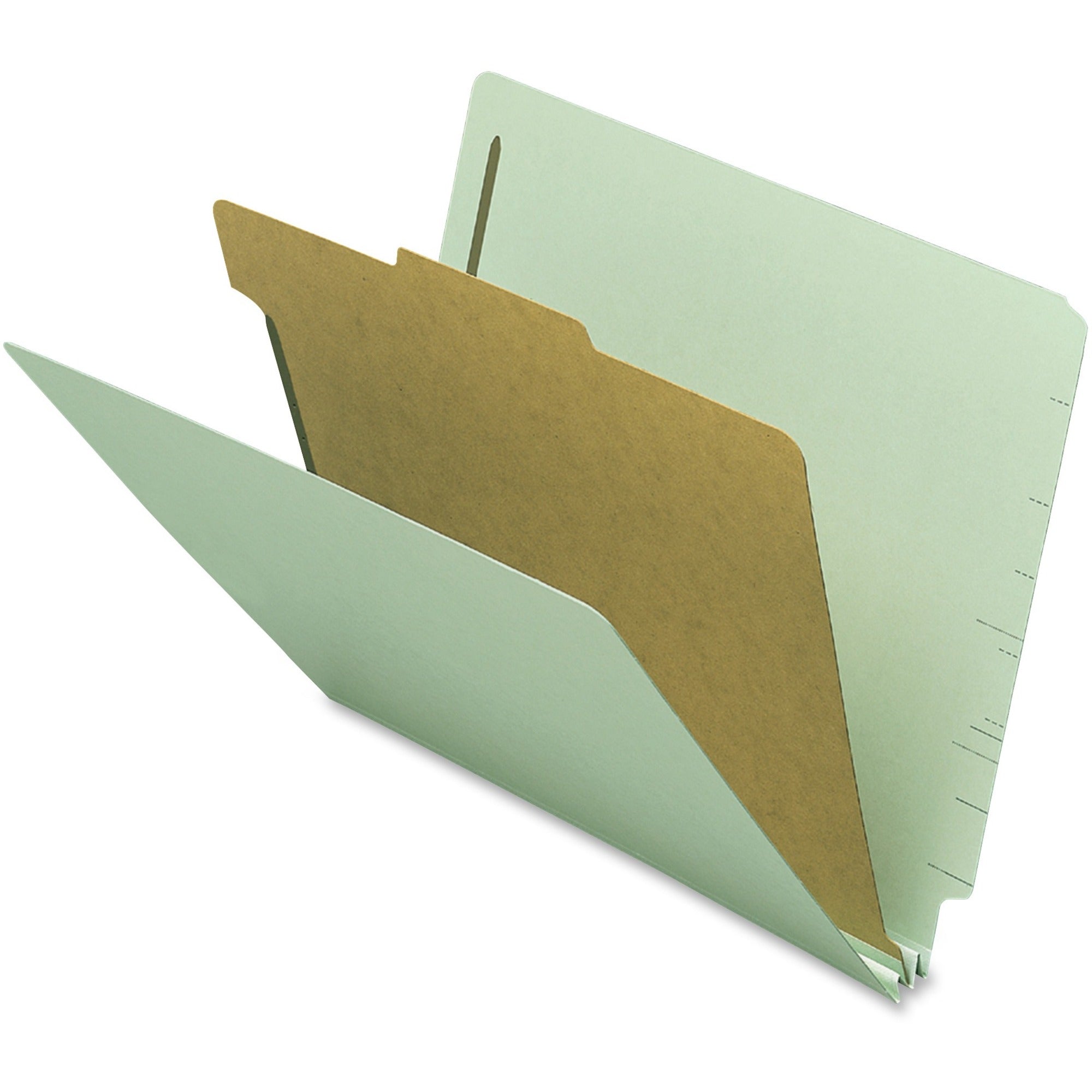 Nature Saver Letter Recycled Classification Folder - 8 1/2" x 11" - 2 Fastener(s) - 2" Fastener Capacity for Folder - 1 Divider(s) - Gray/Green - 100% Recycled - 10 / Box - 