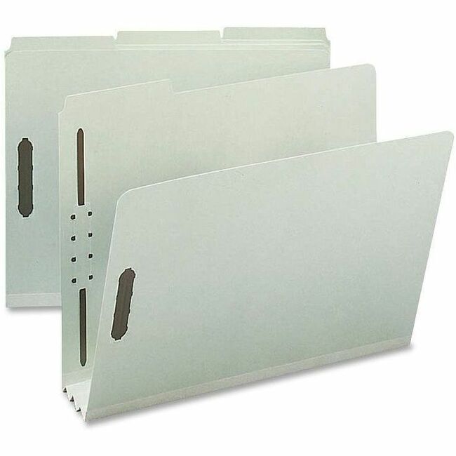 Nature Saver 1/3 Tab Cut Letter Recycled Fastener Folder - 8 1/2" x 11" - 3" Expansion - 2 Fastener(s) - 2" Fastener Capacity for Folder - Top Tab Location - Assorted Position Tab Position - Pressboard, Tyvek - Gray/Green - 100% Recycled - 25 / Box - 