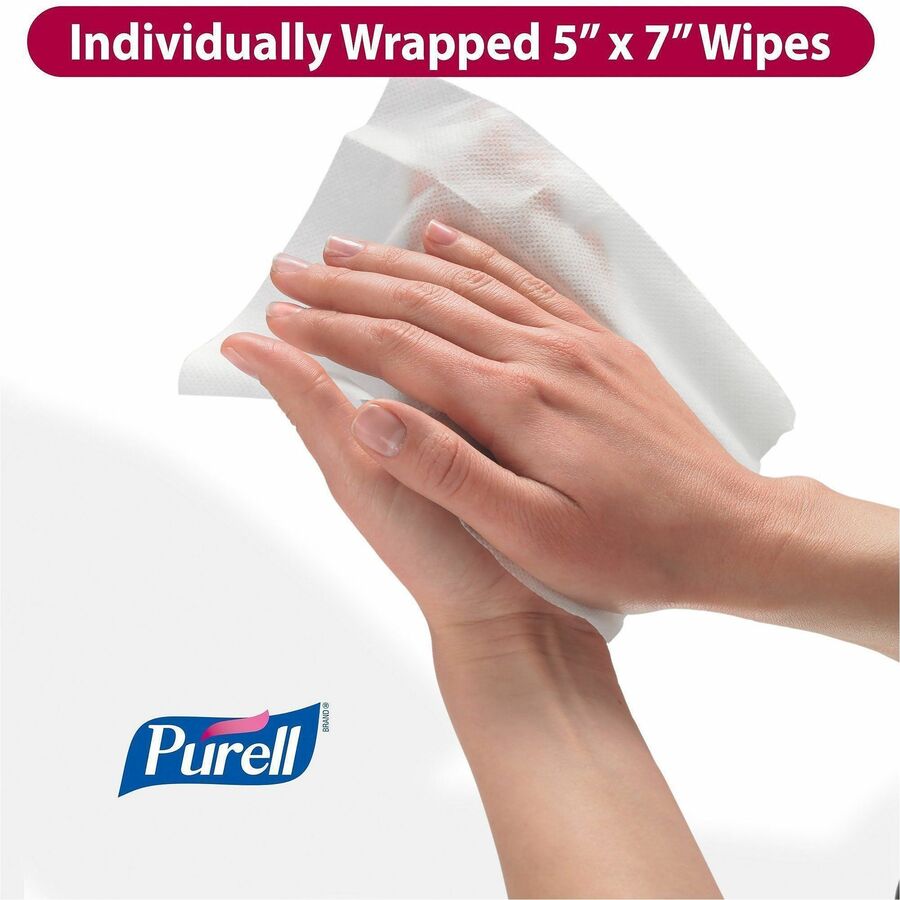 PURELL Cottony Soft Sanitizing Wipes - 5" x 7" - White - Soft, Moist, Textured, Individually Wrapped - For Hand - 120 Per Box - 120 / Box