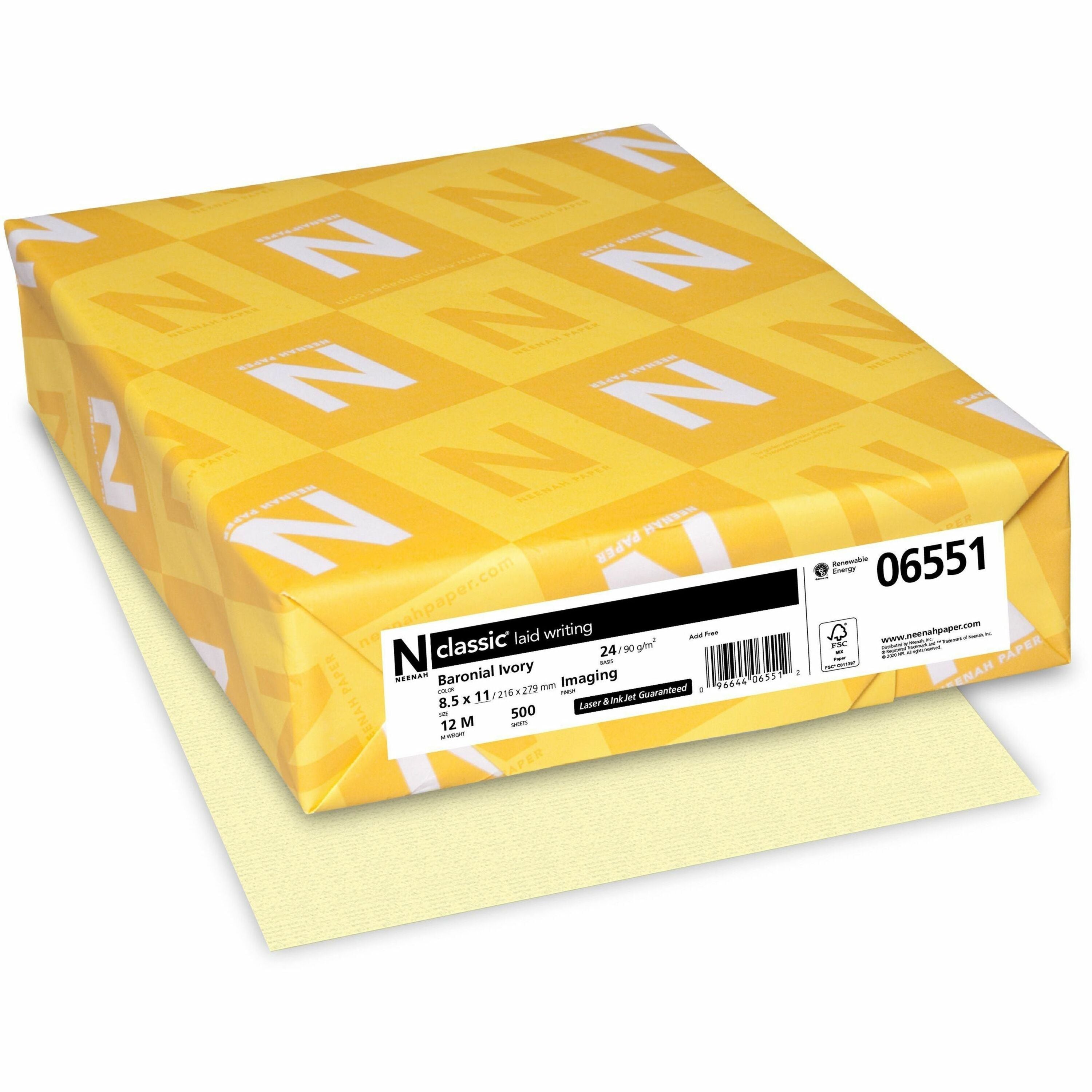 CLASSIC Laid Stationery Writing Paper, 24 lb Bond Weight, 8.5 x 11, Baronial Ivory, 500/Ream