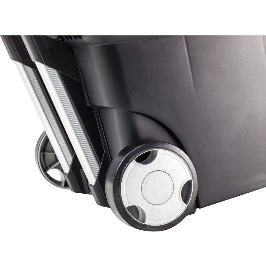 Premium Mobile File Transport Box with Telescoping Handle and Organizer Tray, Letter Files, 15" x 16.38" x 14.25", Black/Gray