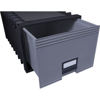 Storex Archive Files Storage Box - External Dimensions: 15.1" Width x 24.3" Depth x 11.4"Height - Media Size Supported: Letter - Heavy Duty - Stackable - Polypropylene - Black, Gray - For File - Recycled - 1 Each - 