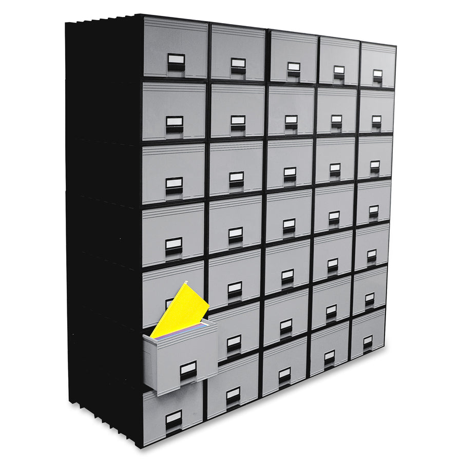 Storex Archive Files Storage Box - External Dimensions: 15.1" Width x 24.3" Depth x 11.4"Height - Media Size Supported: Letter - Heavy Duty - Stackable - Polypropylene - Black, Gray - For File - Recycled - 1 Each - 