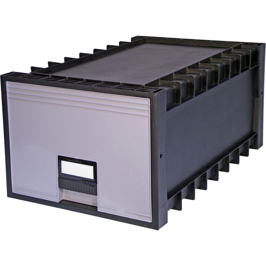 Storex Archive Files Storage Box - External Dimensions: 15.1" Width x 24.3" Depth x 11.4"Height - Media Size Supported: Letter - Heavy Duty - Stackable - Polypropylene - Black, Gray - For File - Recycled - 1 Each - 