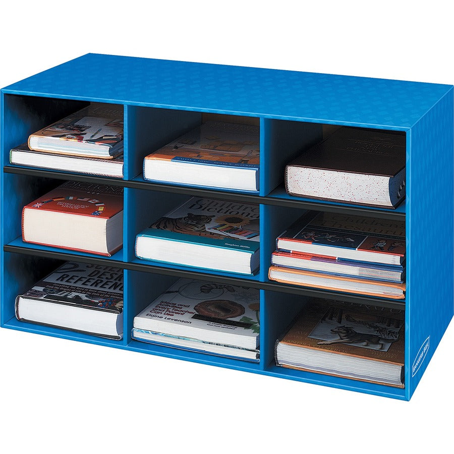 Classroom Literature Sorter, 9 Compartments, 28.25 x 13 x 16, Blue