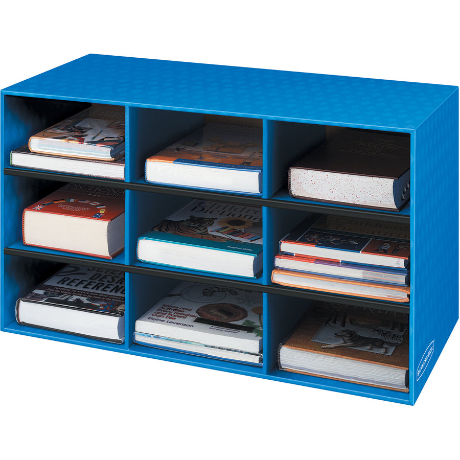 Classroom Literature Sorter, 9 Compartments, 28.25 x 13 x 16, Blue