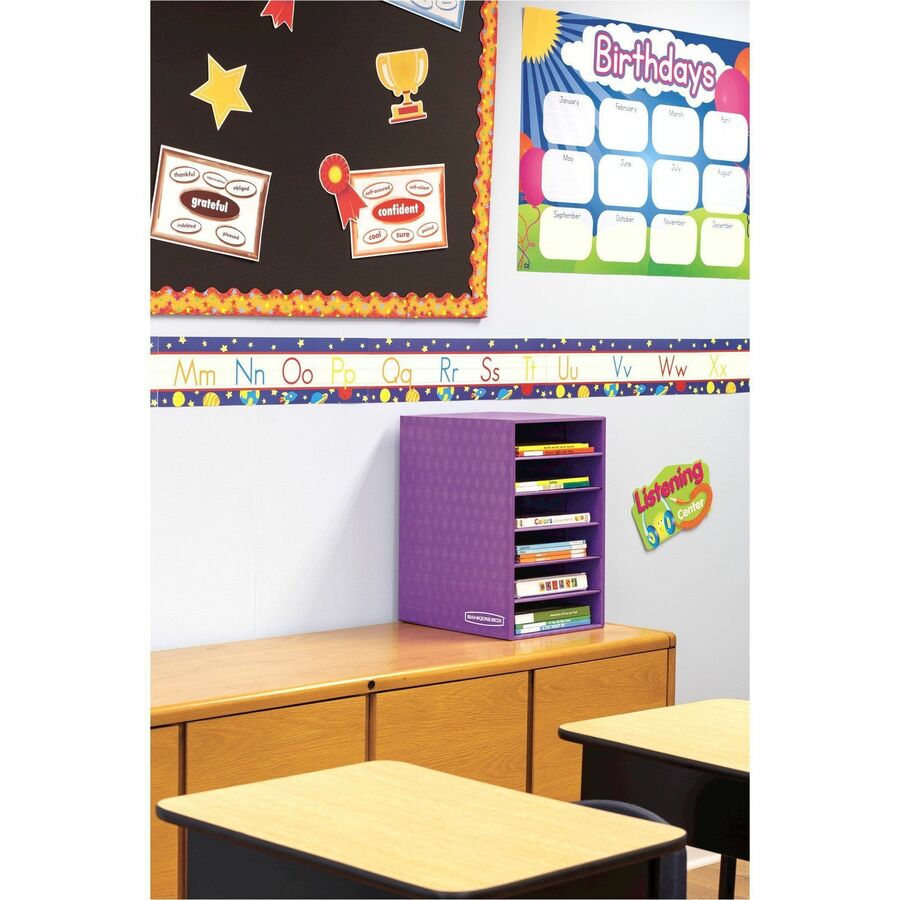 Vertical Classroom Organizer, 6 Shelves, 11.88 x 13.25 x 18, Purple