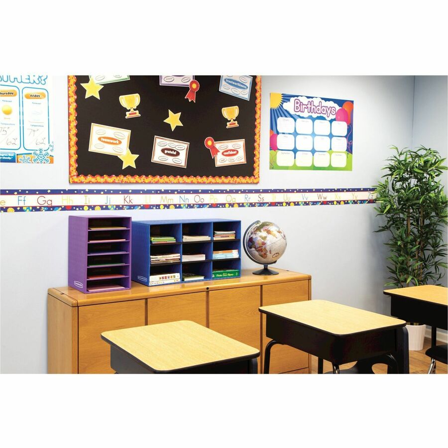 Vertical Classroom Organizer, 6 Shelves, 11.88 x 13.25 x 18, Purple