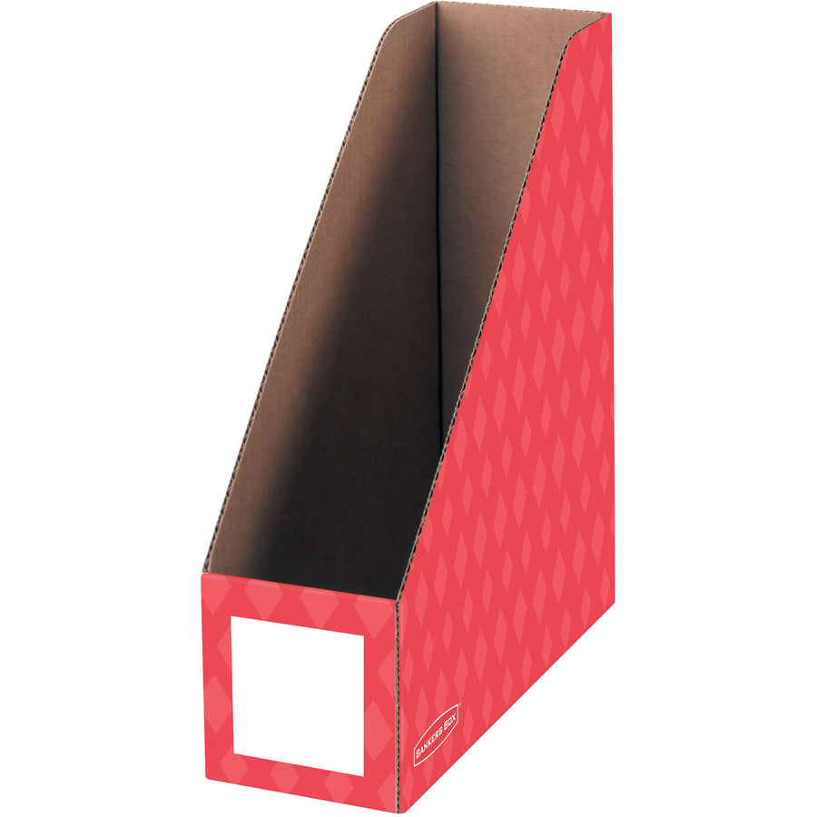 Extra-Wide Cardboard Magazine File, 4.25 x 11.38 x 12.88, Assorted, 6/Pack
