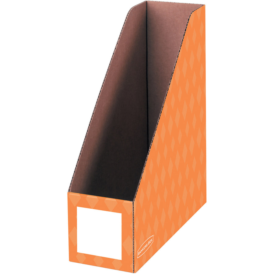 Extra-Wide Cardboard Magazine File, 4.25 x 11.38 x 12.88, Assorted, 6/Pack