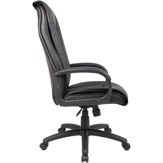 Boss B7601 High Back Executive Chair - Black Leather Seat - Black Frame - 5-star Base - 1 Each