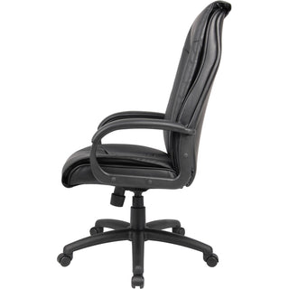Boss B7601 High Back Executive Chair - Black Leather Seat - Black Frame - 5-star Base - 1 Each
