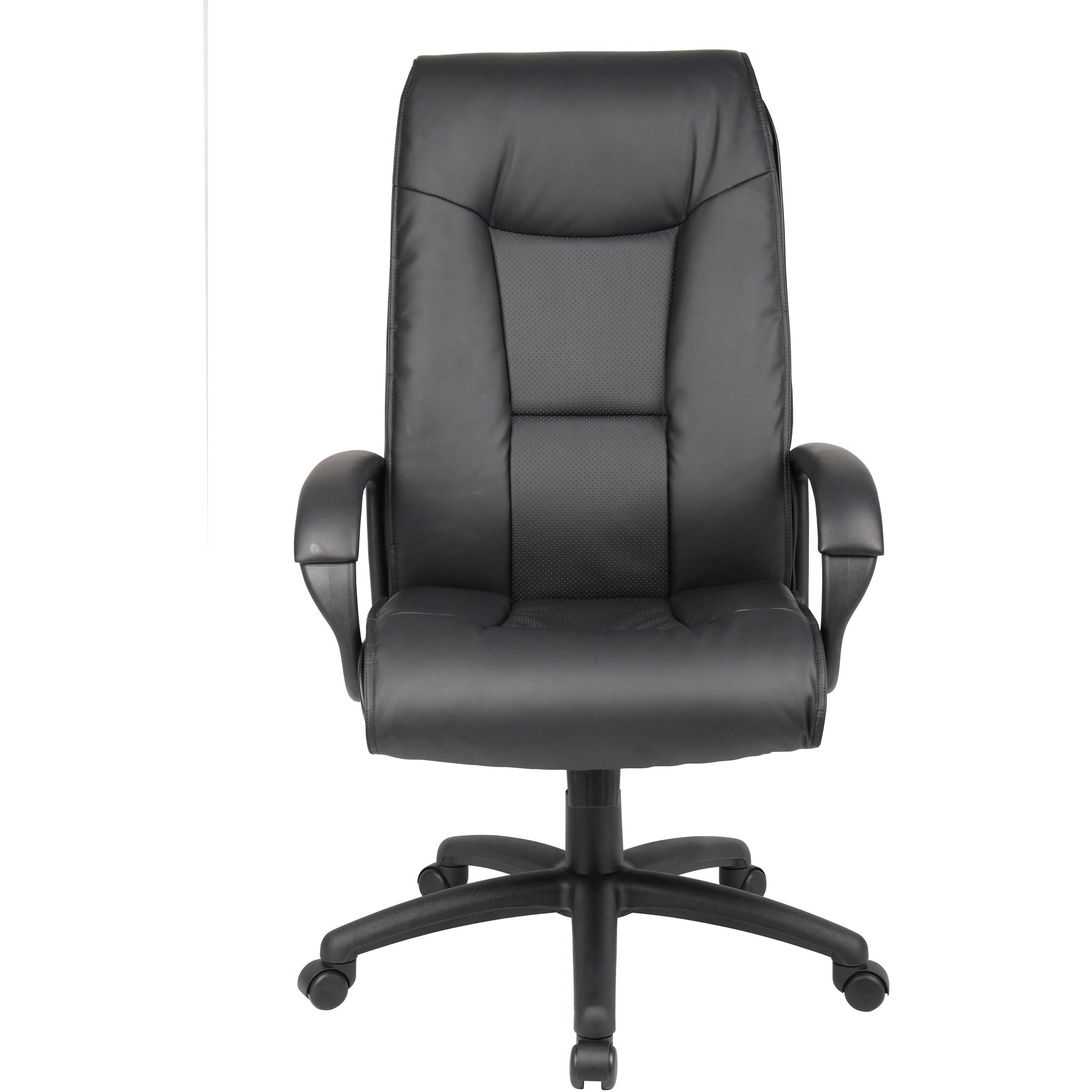 Boss B7601 High Back Executive Chair - Black Leather Seat - Black Frame - 5-star Base - 1 Each - 2