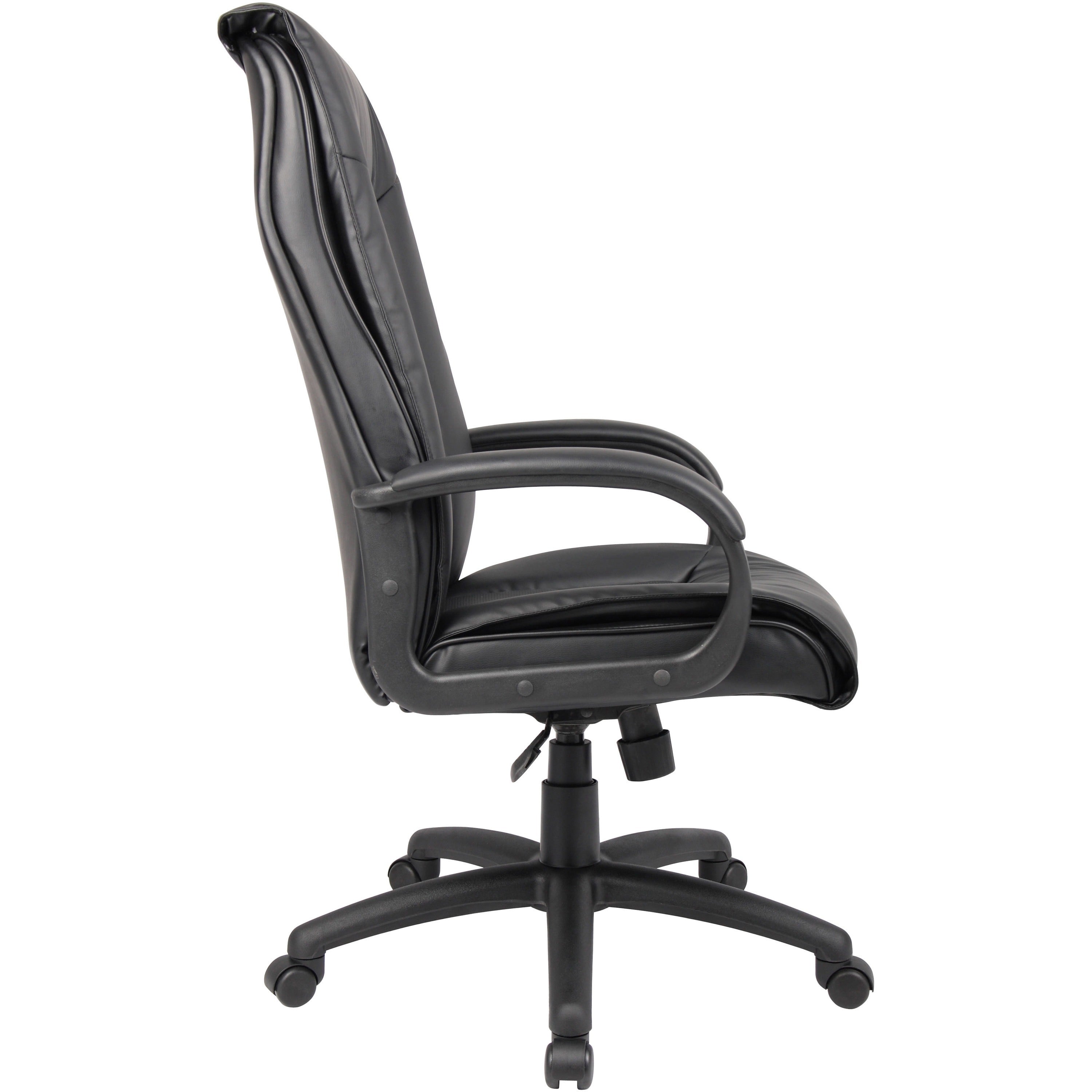 Boss B7601 High Back Executive Chair - Black Leather Seat - Black Frame - 5-star Base - 1 Each - 5