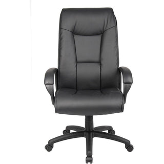 Boss B7601 High Back Executive Chair - Black Leather Seat - Black Frame - 5-star Base - 1 Each