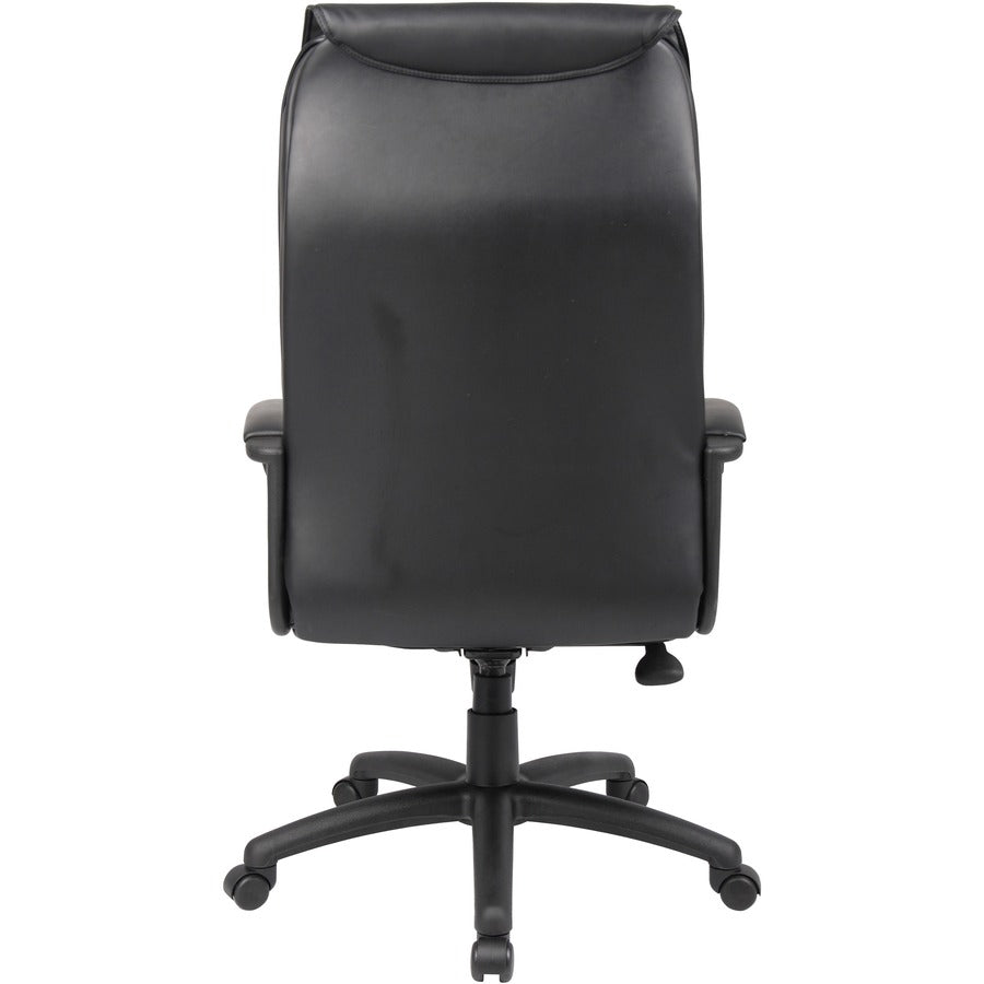 Boss B7601 High Back Executive Chair - Black Leather Seat - Black Frame - 5-star Base - 1 Each
