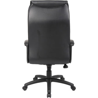 Boss B7601 High Back Executive Chair - Black Leather Seat - Black Frame - 5-star Base - 1 Each