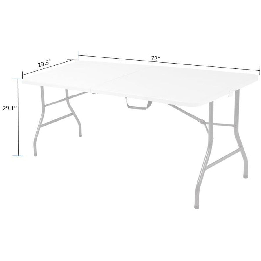 Cosco 6 foot Centerfold Blow Molded Folding Table - For - Table TopRectangle Top - Folding Base x 29.63" Table Top Width x 72" Table Top Depth - 29.25" Height - White - 1 Each