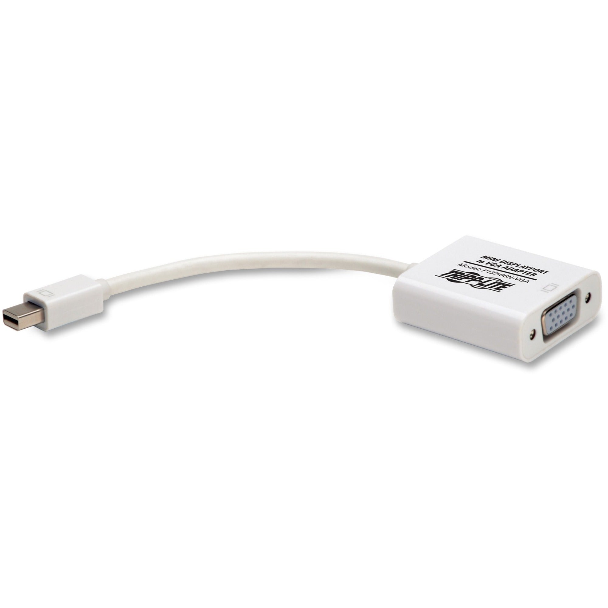 tripp-lite-by-eaton-keyspan-mini-displayport-to-active-vga-adapter-video-converter-m-f-white-6-in-1524-cm-video-converter-for-mac-pc-mdp2vga-1920x1200-1080p-m-f-6-in_trpp13706nvga - 1