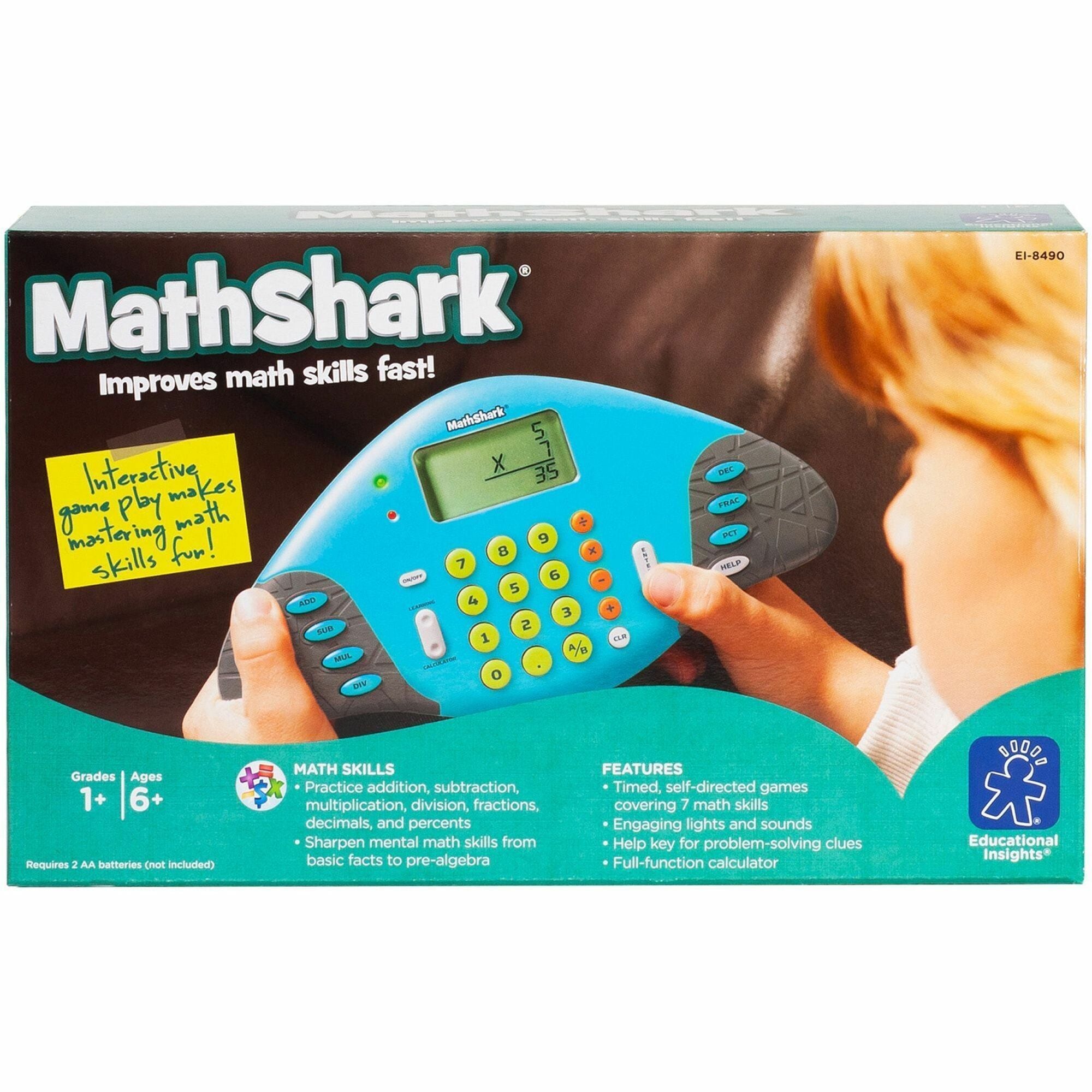 Learning Resources Handheld MathShark Game - Theme/Subject: Learning - Skill Learning: Mathematics, Addition, Subtraction, Multiplication, Division, Fraction, Decimal, Percent, Motivation, Problem Solving - 6 Year & Up - Multi - 1
