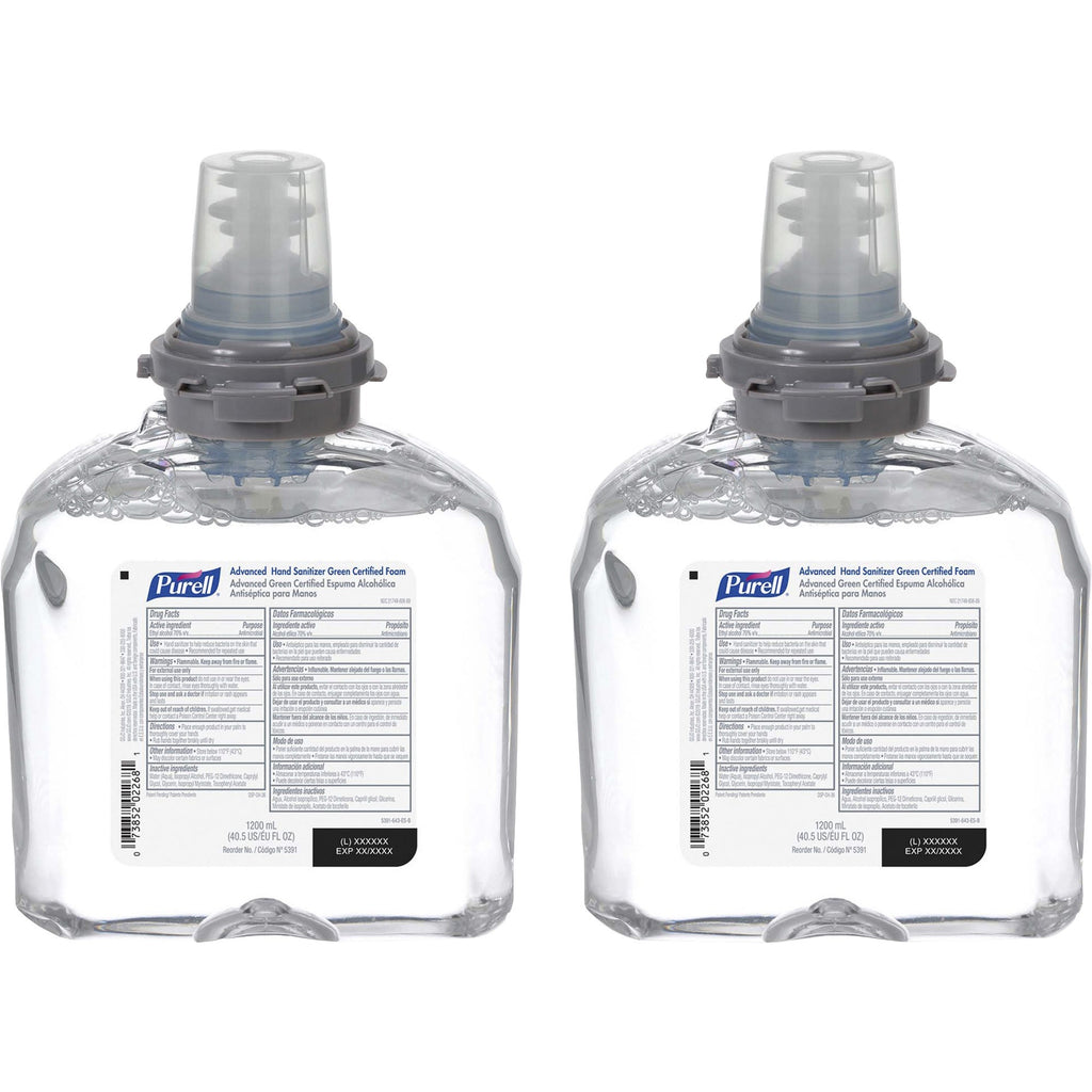 PURELL Hand Sanitizer Foam Refill - Fragrance-free Scent - 40.6 fl oz (1200 mL) - Hand - Clear - Dye-free, Fragrance-free - 2 / Carton