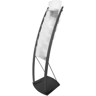 Deflecto Contemporary Floor Display - 6 Compartment(s) - Compartment Size 1.45" - 49" Height x 13" Width x 16.5" DepthFloor - Black - Metal - 1 Each