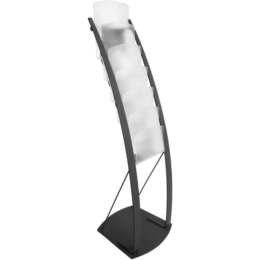 Deflecto Contemporary Floor Display - 6 Compartment(s) - Compartment Size 1.45" - 49" Height x 13" Width x 16.5" DepthFloor - Black - Metal - 1 Each