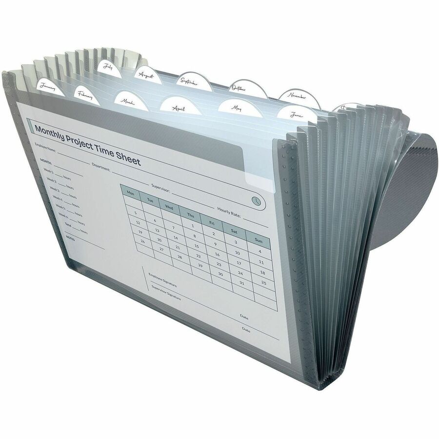 C-Line 13-Pocket Letter Size Expanding File - Smoke, 1/EA, 48311