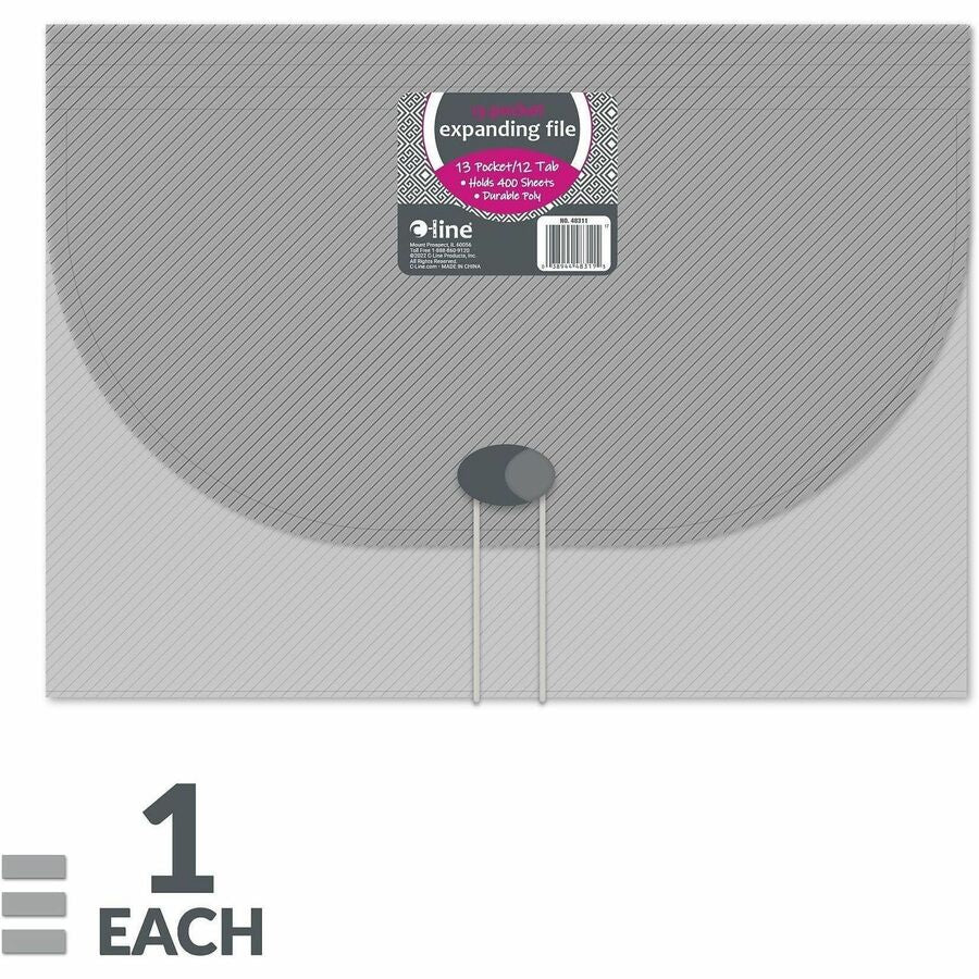 C-Line 13-Pocket Letter Size Expanding File - Smoke, 1/EA, 48311