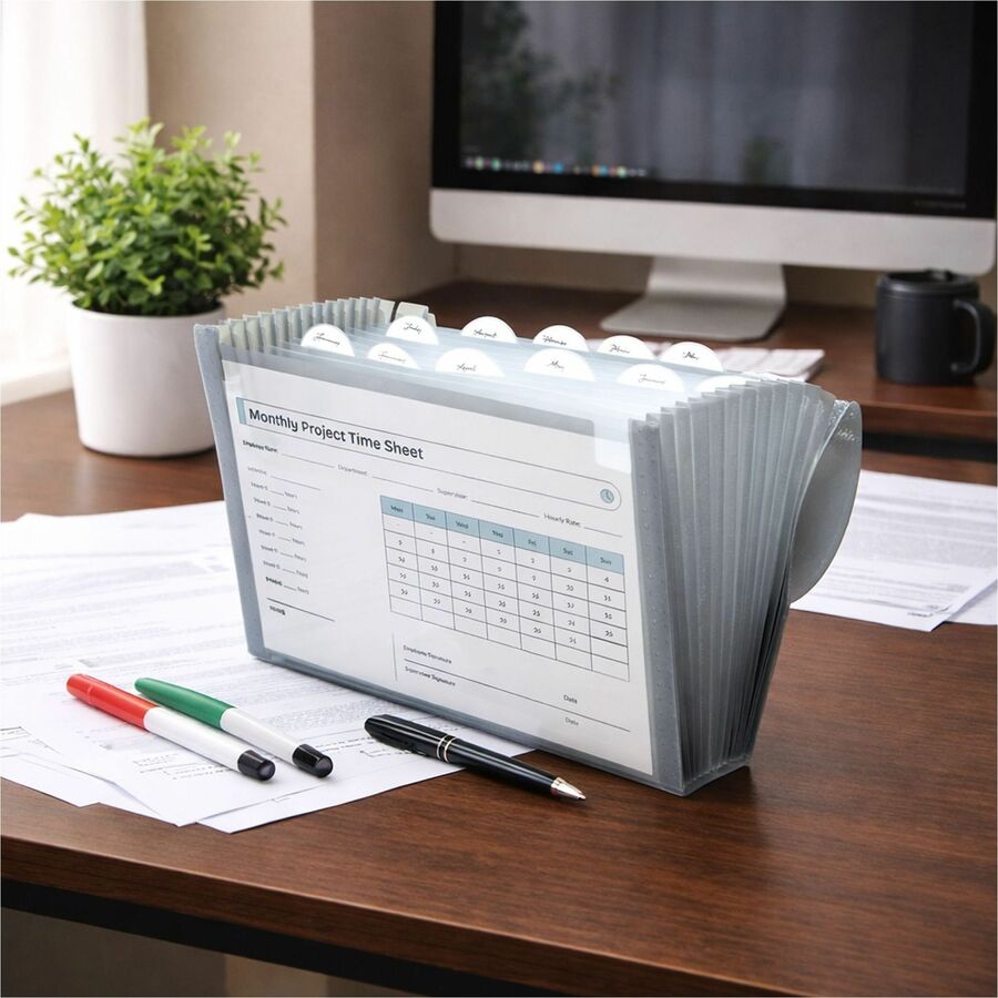 C-Line 13-Pocket Letter Size Expanding File - Smoke, 1/EA, 48311