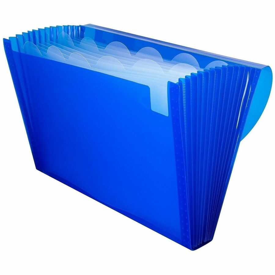 Expanding Files, 1.63" Expansion, 13 Sections, Cord/Hook Closure, 1/6-Cut Tabs, Letter Size, Blue