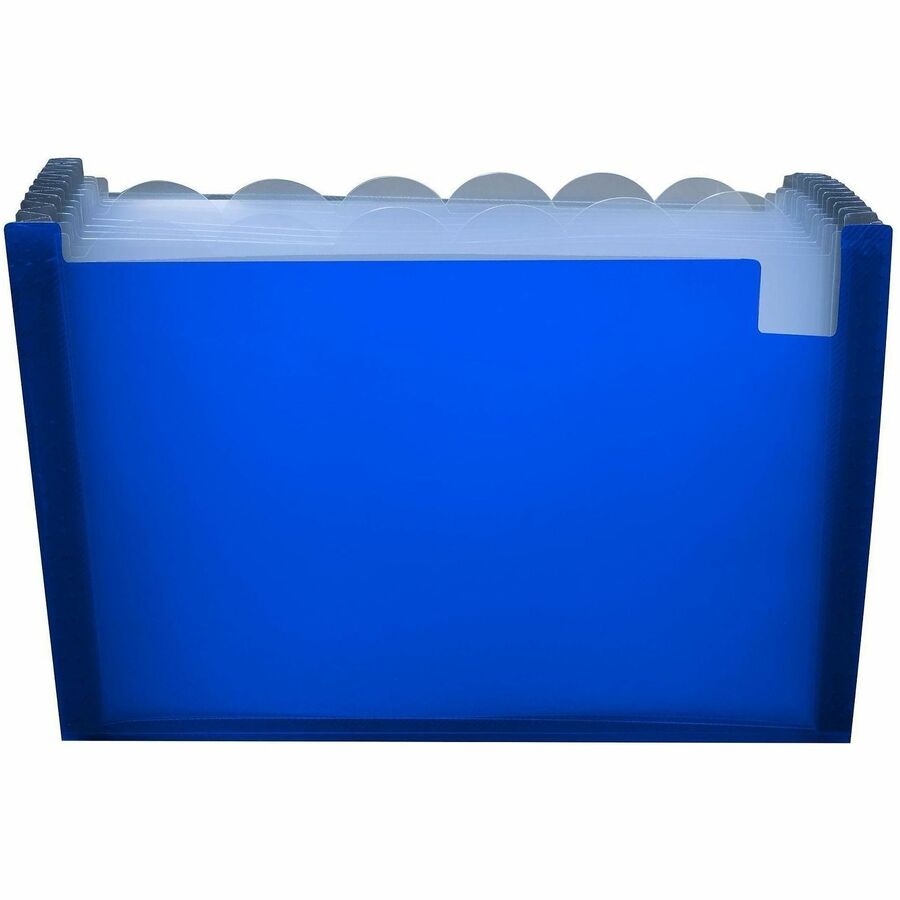 Expanding Files, 1.63" Expansion, 13 Sections, Cord/Hook Closure, 1/6-Cut Tabs, Letter Size, Blue