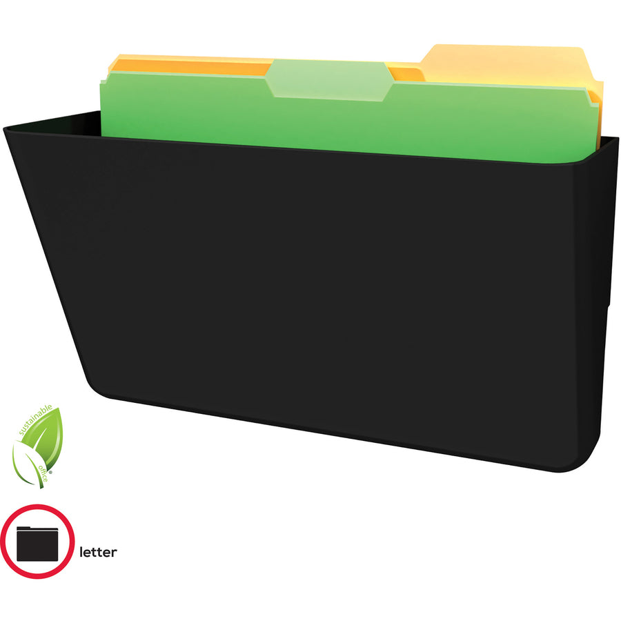 Deflecto EZ Link Sustainable DocuPocket - 1 Pocket(s) - 7" Height x 13" Width x 4" Depth - 50% Recycled - Black - Plastic - 1 Each