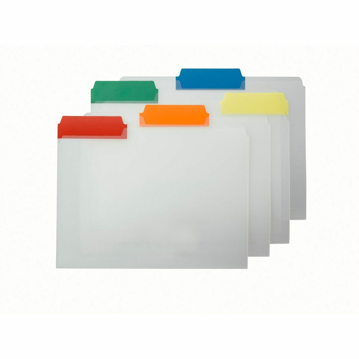 Smead 1/3 Tab Cut Letter Top Tab File Folder - 8 1/2" x 11" - Top Tab Location - Assorted Position Tab Position - Polypropylene - Blue, Red, Green, Yellow, Orange - 25 / Box