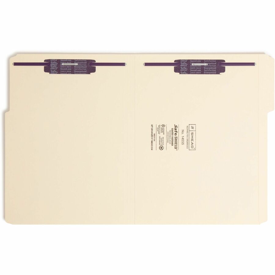 Manila Fastener Folders with SafeSHIELD Coated Fasteners, 0.75" Expansion, 2 Fasteners, Letter Size, Manila Exterior, 50/Box