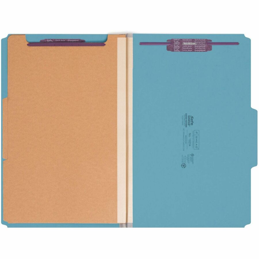 Smead Premium Pressboard Classification Folders with SafeSHIELD Coated Fastener Technology