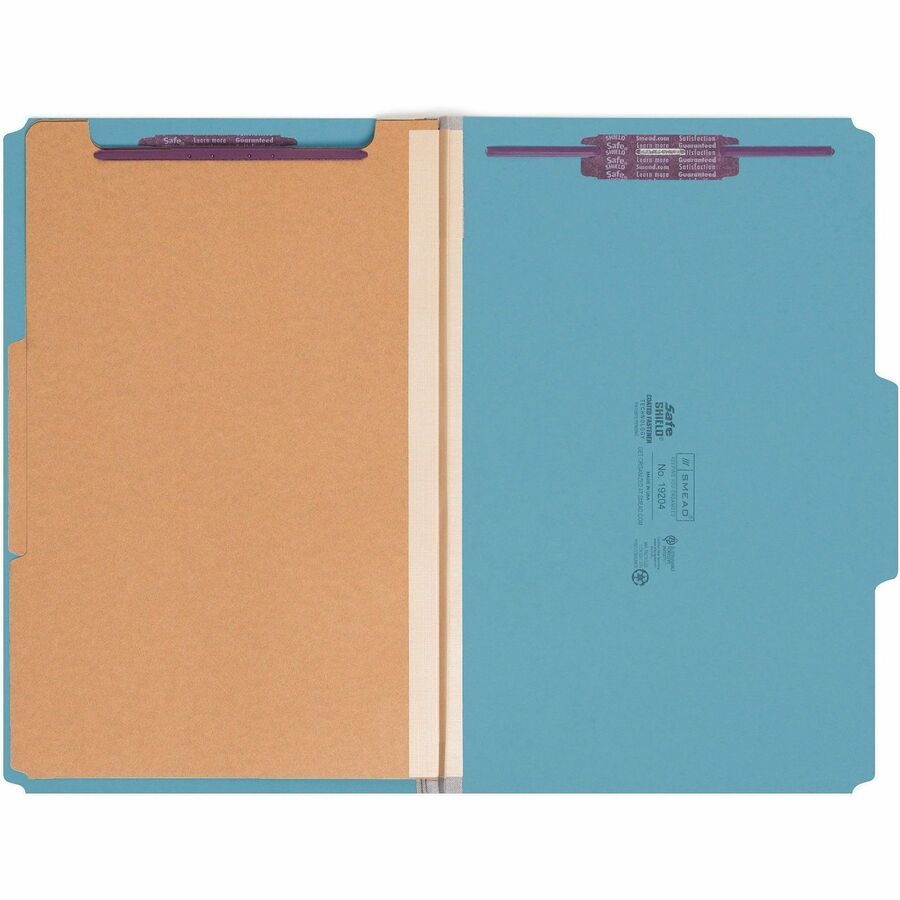 Smead Premium Pressboard Classification Folders with SafeSHIELD Coated Fastener Technology
