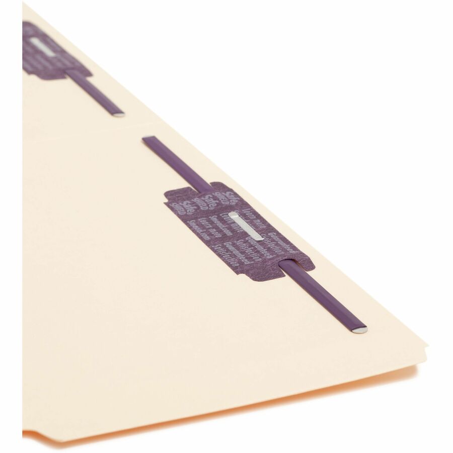 Manila Fastener Folders with SafeSHIELD Coated Fasteners, 0.75" Expansion, 2 Fasteners, Legal Size, Manila Exterior, 50/Box