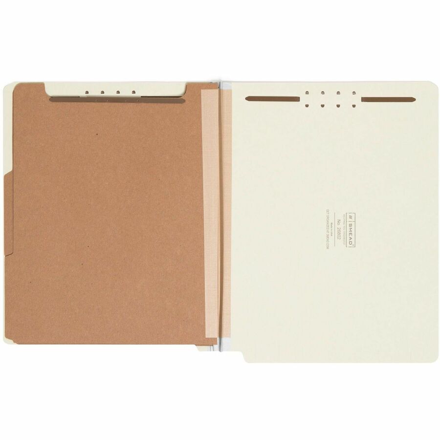 Smead Letter Recycled Classification Folder - 8 1/2" x 11" - 2" Expansion - 6 x 2K Fastener(s) - 2 Divider(s) - Pressboard - Gray, Green - 100% Recycled - 10 / Box